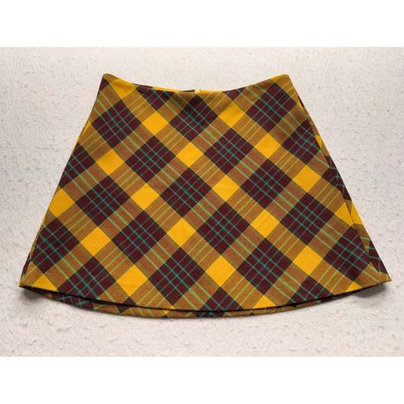 Zara Woman Dresses & Skirts - Zara Woman Yellow Plaid Mini Skirt Tartan A-Line High Waisted Size Small